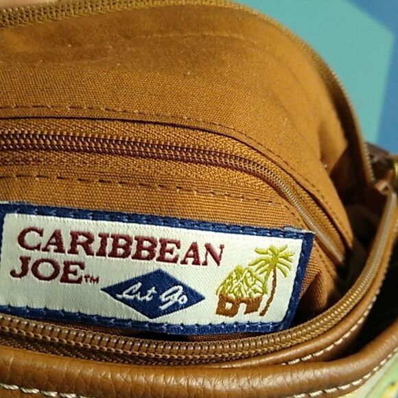 Caribbean Joe Purple and Brown Floral Shoulder Bag with Leather Accents - Picture 2 of 11